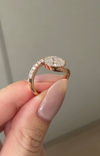 1.59 CT Oval Cut Lab grown Diamond Twisted Pave Engagement Ring