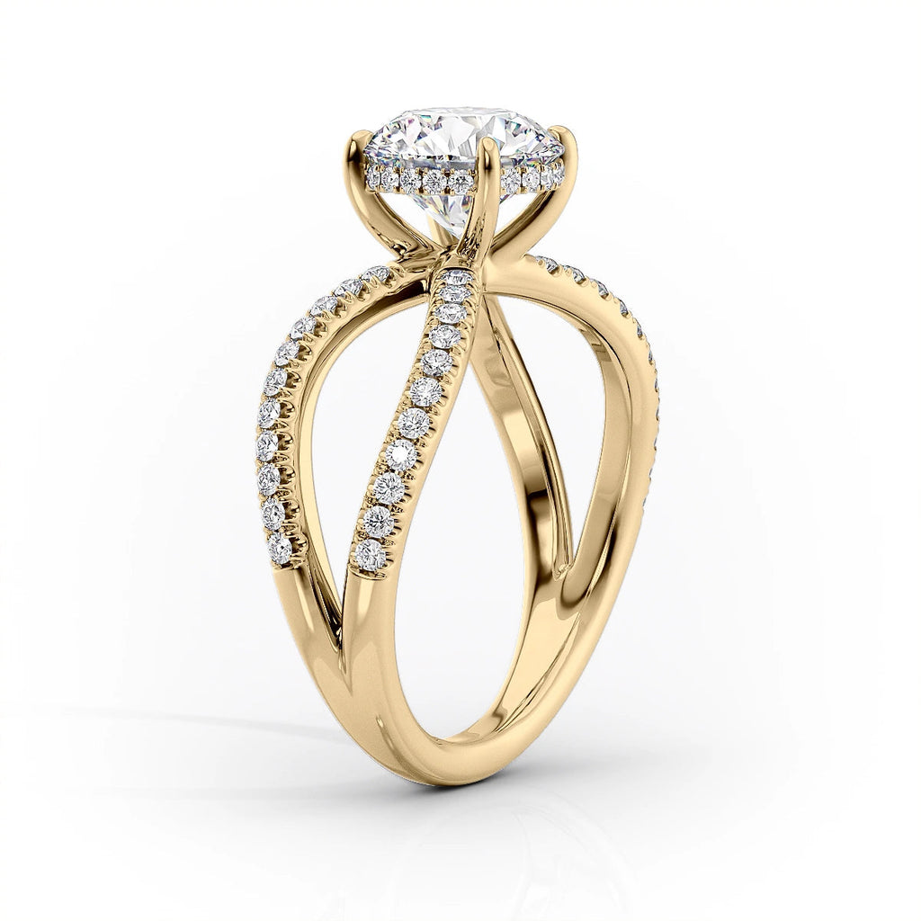 2 CT - 3 CT Pear Cut Criss-Cross Pave Moissanite Engagement Ring
