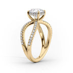 2 CT - 3 CT Pear Cut Criss-Cross Pave Moissanite Engagement Ring