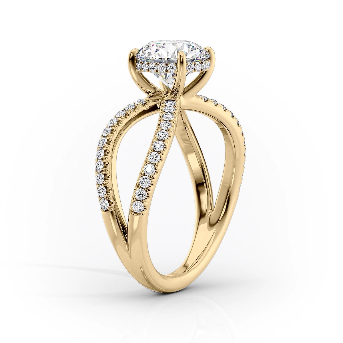 2 CT - 3 CT Pear Cut Criss-Cross Pave Moissanite Engagement Ring