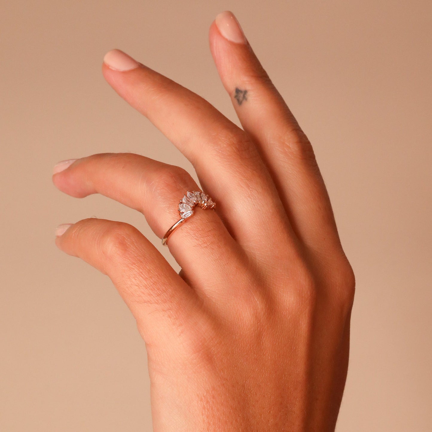 0.6 TCW Multi Shape CVD Diamond Fan Curved Wedding Band