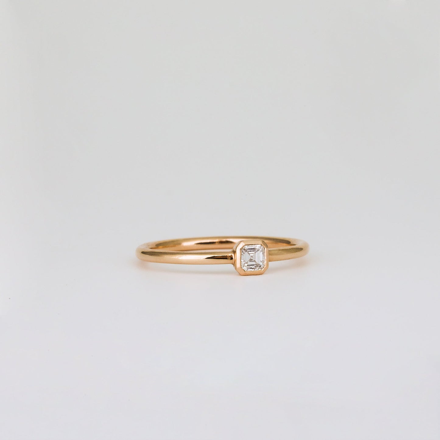 0.15 CT - 2.15 CT Asscher Cut Lab grown Diamond Solitaire Bezel Setting Engagement Ring