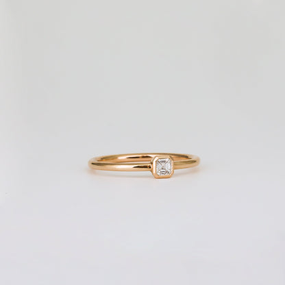 0.15 CT - 2.15 CT Asscher Cut Lab grown Diamond Solitaire Bezel Setting Engagement Ring