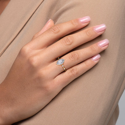1 CT - 2 CT Marquise Cut Dainty Pave Set Moissanite Engagement Ring