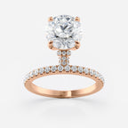 1.5 CT - 2.5 CT Round Cut Hidden Halo & Dainty Pave Moissanite Engagement Ring