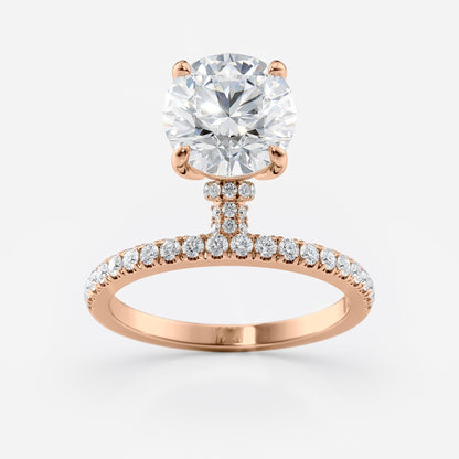 1.5 CT - 2.5 CT Round Cut Hidden Halo & Dainty Pave Moissanite Engagement Ring