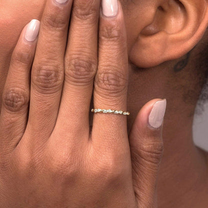 0.14 TCW Round Moissanite Twisted Full Eternity Wedding Band