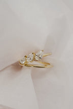 1.5 TCW Pear Cut Lab grown Diamond Double Band Three Stone Engagement Ring