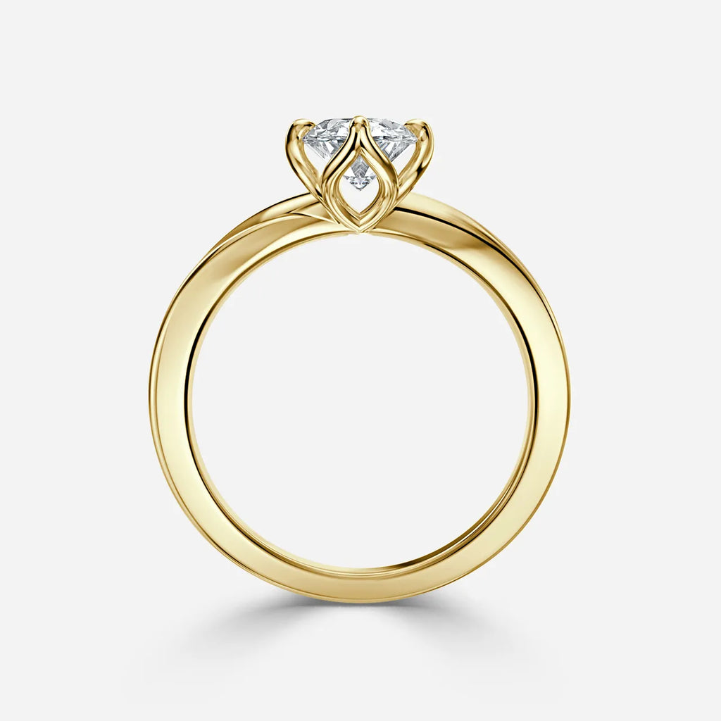 2 CT - 3 CT Oval Cut Solitaire Style Flower Moissanite Engagement Ring