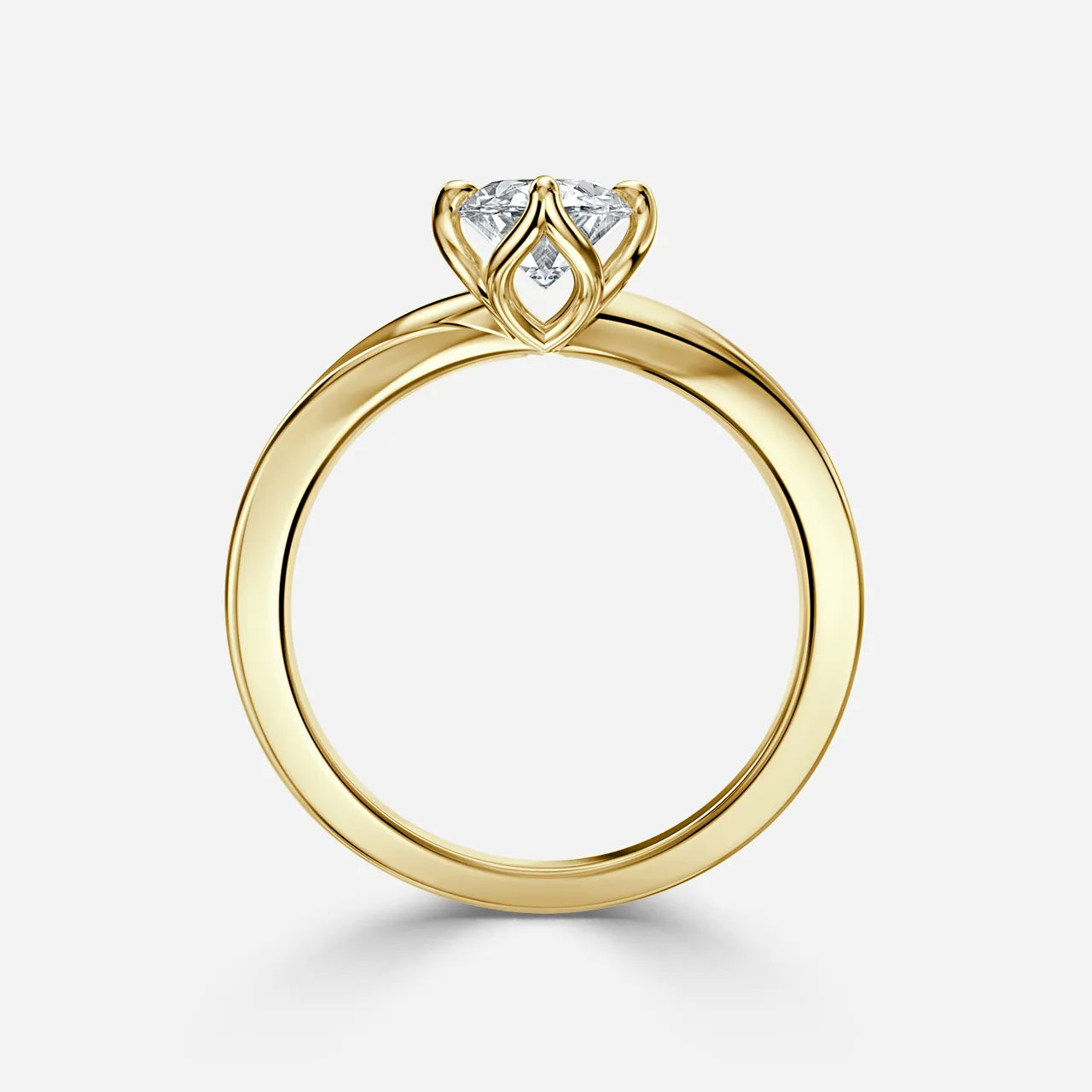 2 CT - 3 CT Oval Cut Solitaire Style Flower Moissanite Engagement Ring