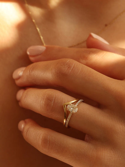 0.5 CT - 2.5 CT Oval Cut Lab grown Diamond Pave Engagement Ring