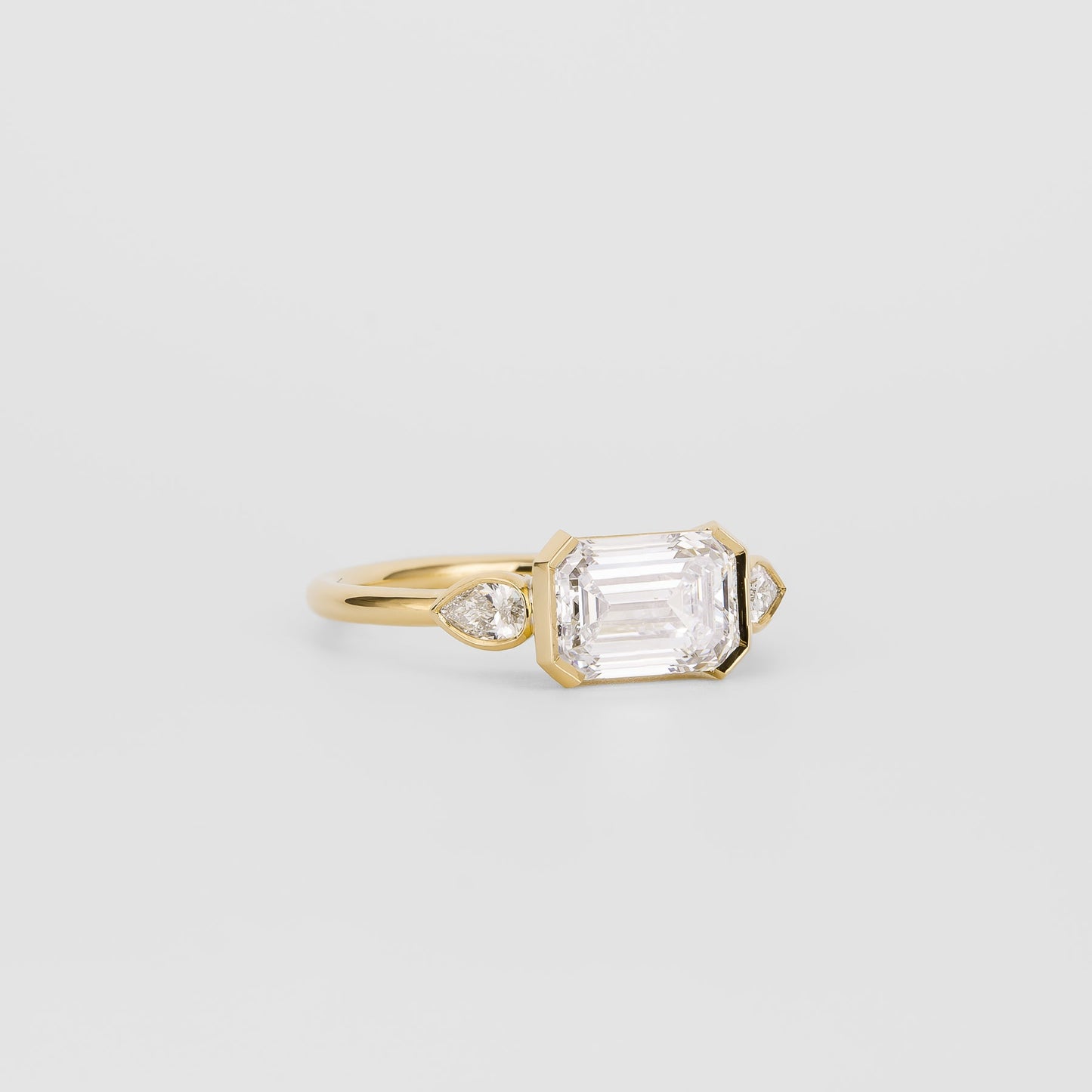 1.75 CT - 3.75 CT Emerald Cut Lab grown Diamond Three Stone Engagement Ring