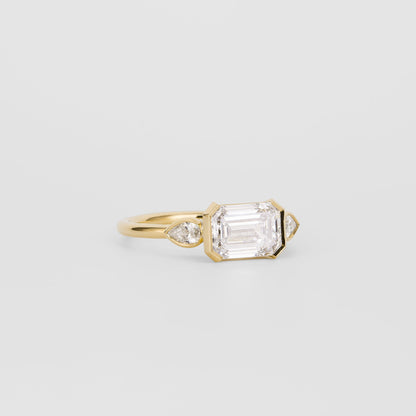 1.75 CT - 3.75 CT Emerald Cut Lab grown Diamond Three Stone Engagement Ring