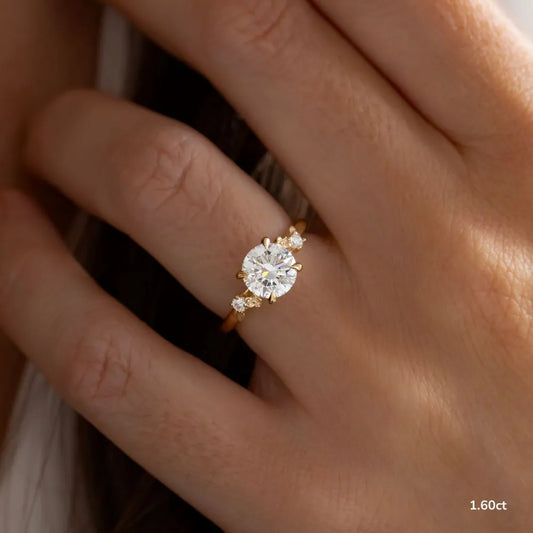 1.6 CT - 2.6 CT Round Cut Nature Inspired Cluster Moissanite Engagement Ring