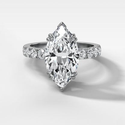 2 CT - 4 CT Marquise Cut Lab grown Diamond Hidden Halo & Pave Engagement Ring