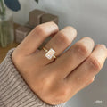 2 CT - 3 CT Emerald Cut Three Stone Milgrain Set Moissanite Engagement Ring