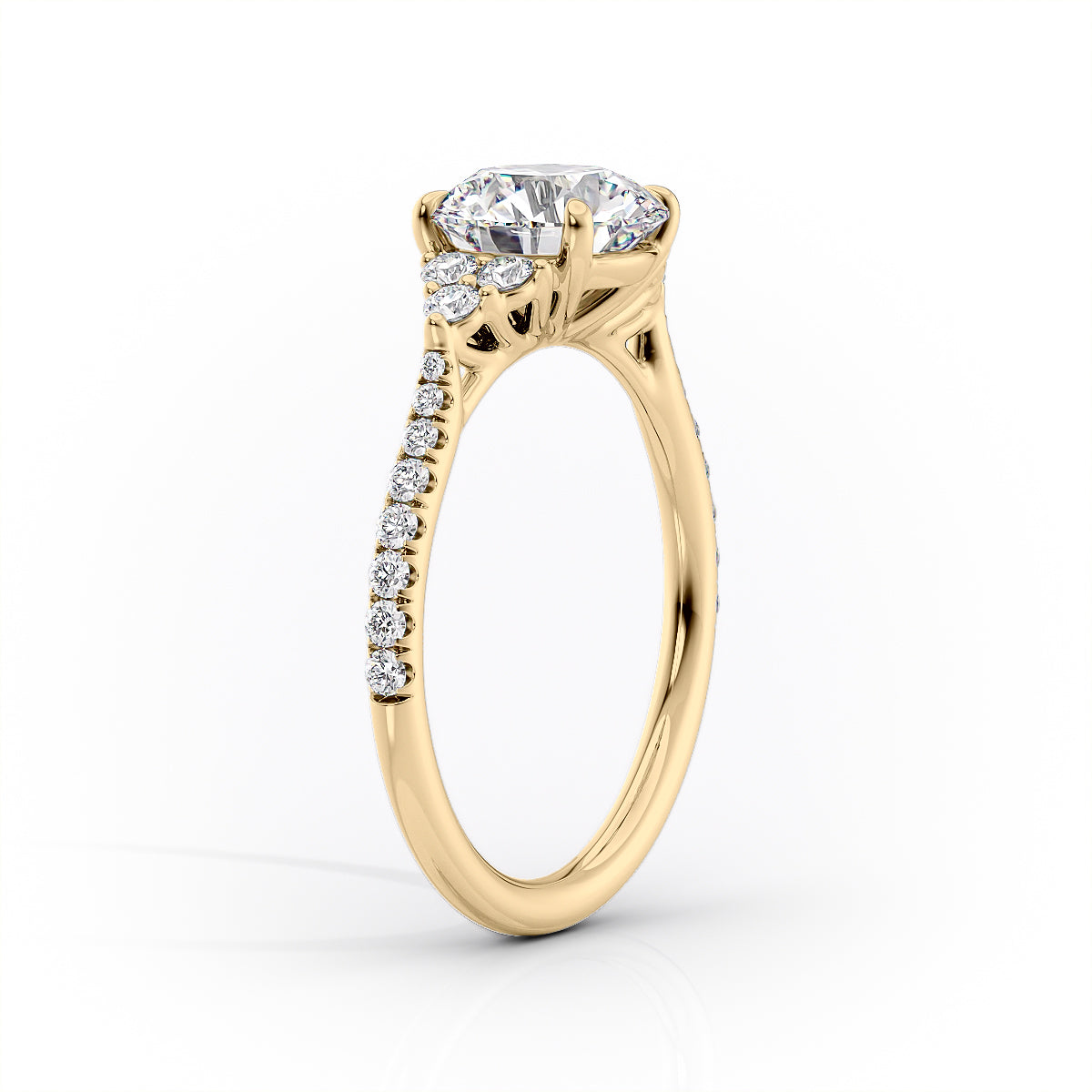 2 CT - 3 CT Princess Cut Cluster Pave Setting Moissanite Engagement Ring