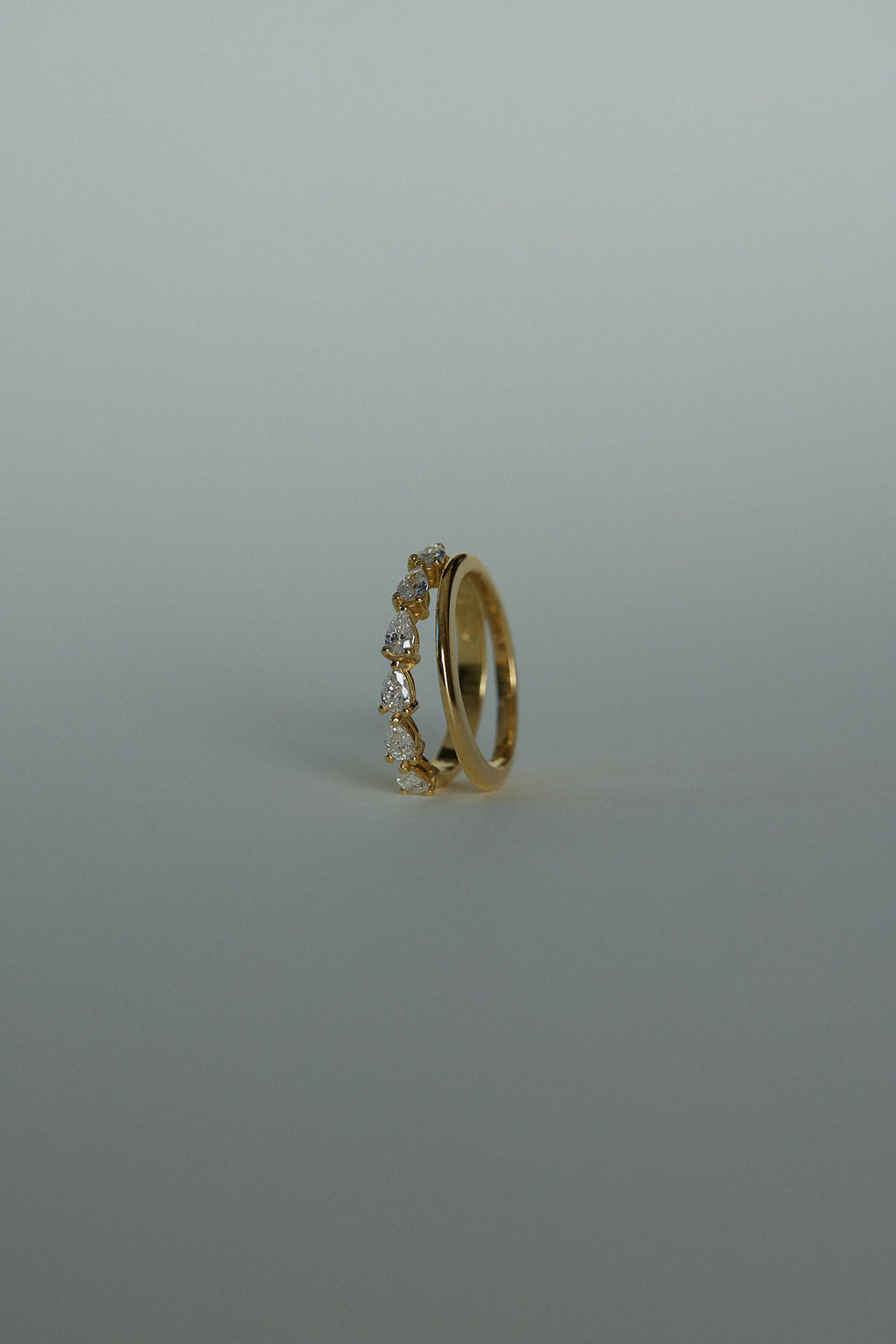 0.6 TCW Pear Moissanite Double Band Pave Wedding Band