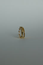 0.6 TCW Pear Moissanite Double Band Pave Wedding Band