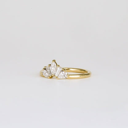 0.45 TCW Marquise, Tapered Baguette & Pear CVD Diamond Chevron Crown Wedding Band