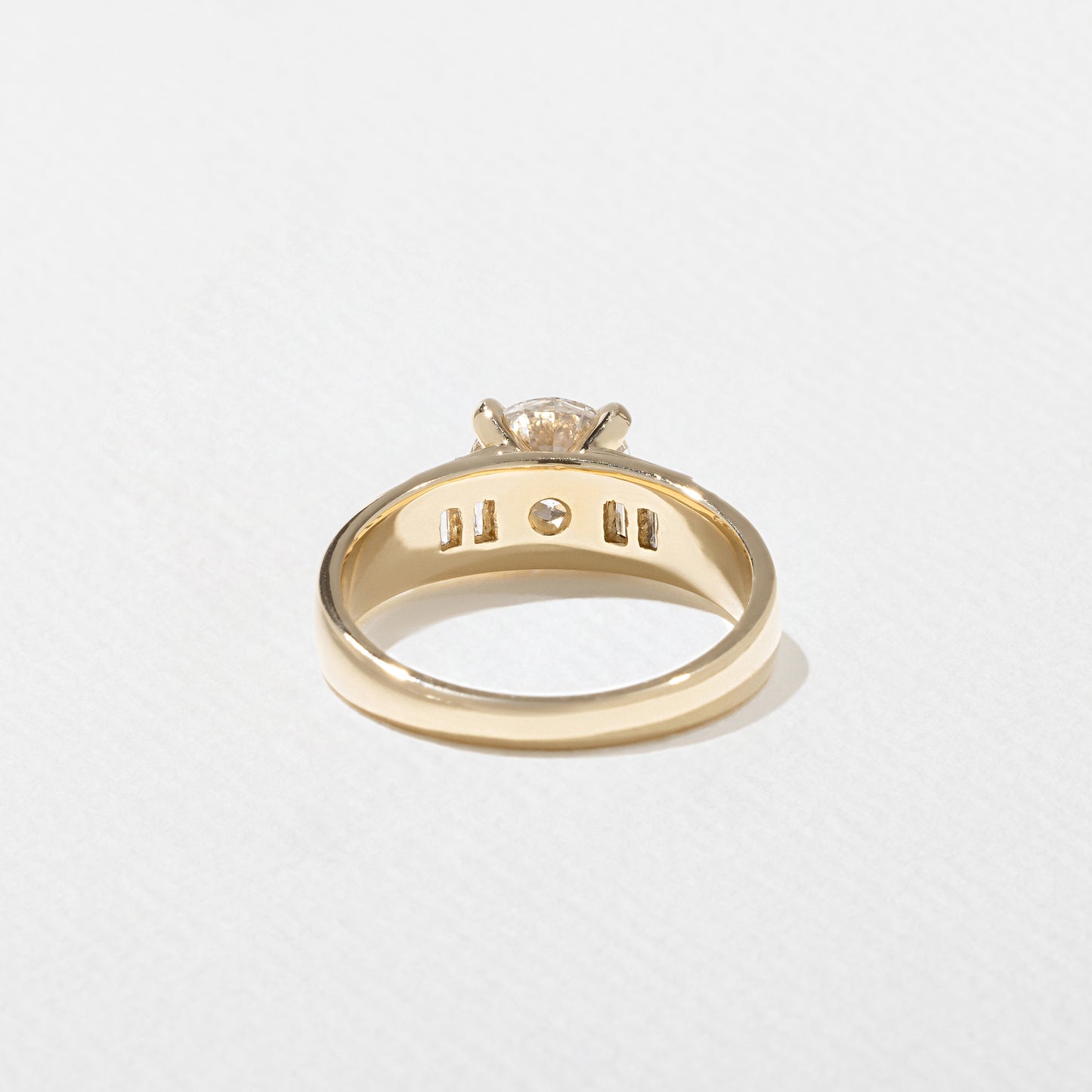 1.23 CT - 3.23 CT Round Cut Lab grown Diamond Side Stone Engagement Ring