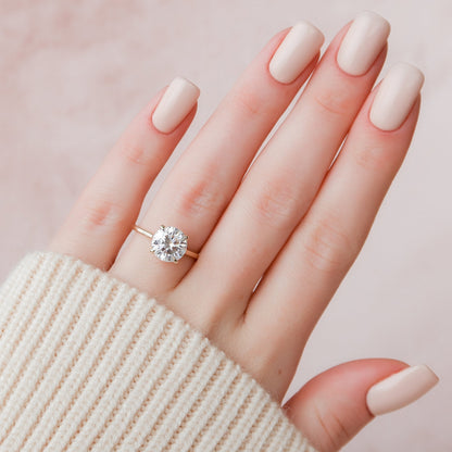 2 CT - 3.5 CT Round Cut Hidden Halo Moissanite Engagement Ring