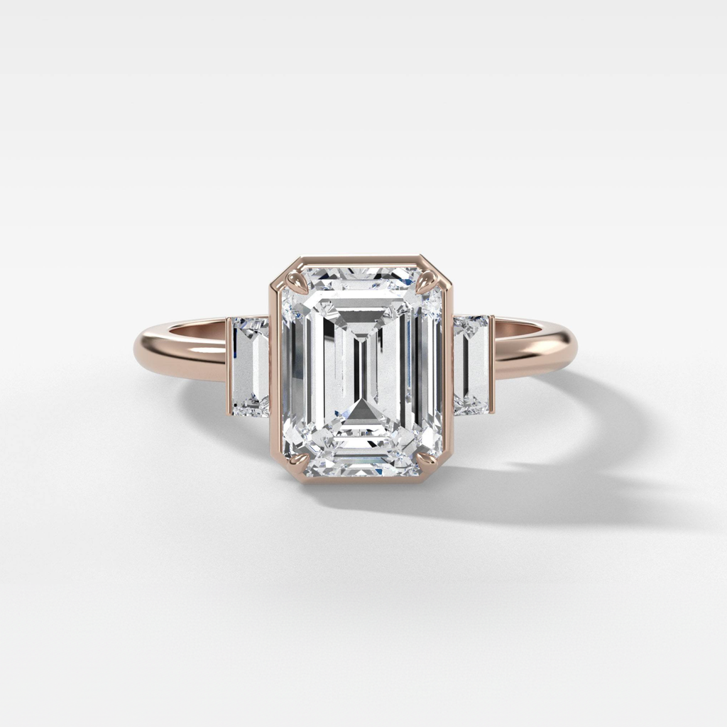 2 CT - 3 CT Emerald Cut Lab grown Diamond Three Stone Engagement Ring