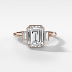 2 CT - 3 CT Emerald Cut Lab grown Diamond Three Stone Engagement Ring