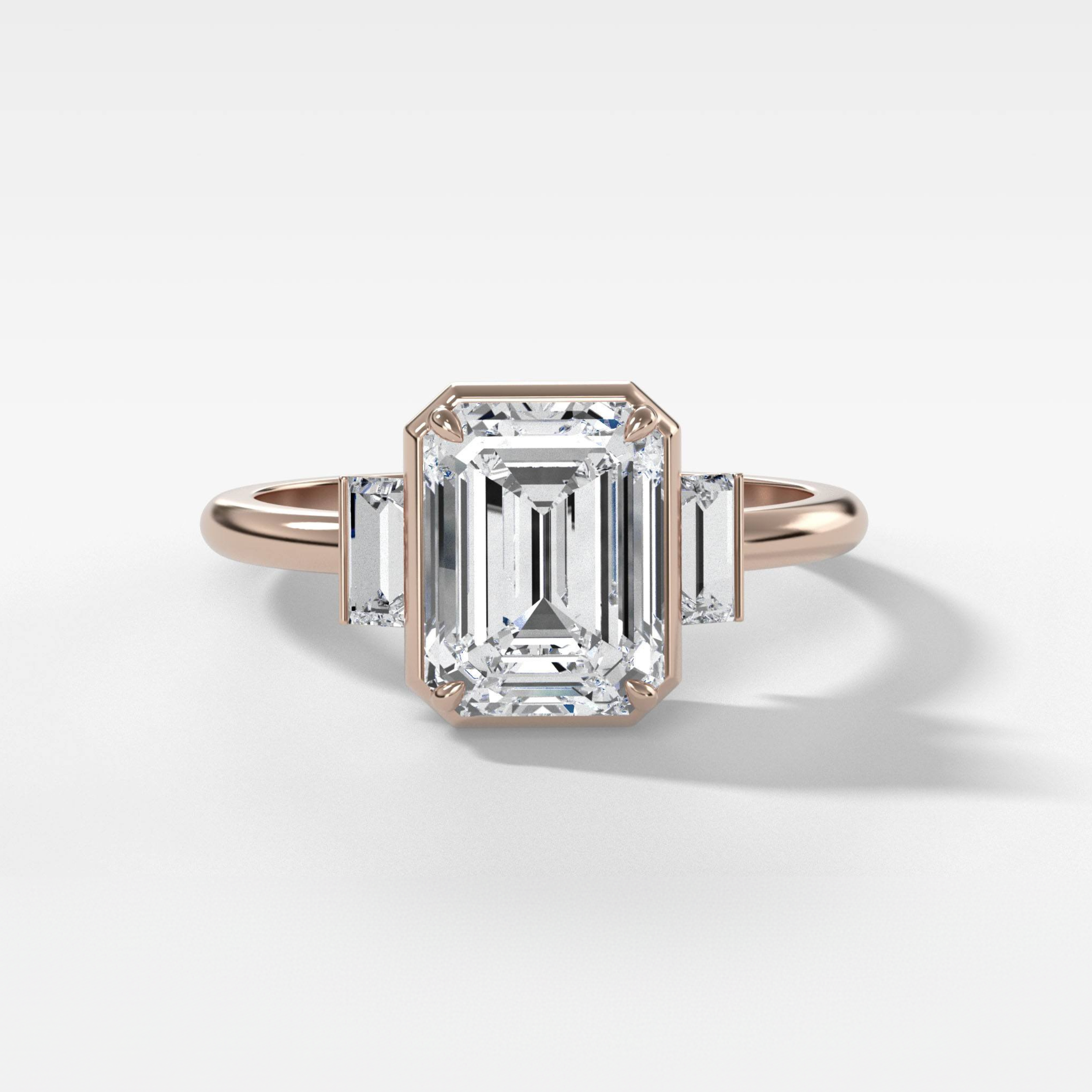 2 CT - 3 CT Emerald Cut Lab grown Diamond Three Stone Engagement Ring