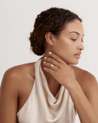 1 CT Emerald Cut Lab grown Diamond Bypass Side Stone & Bezel Engagement Ring