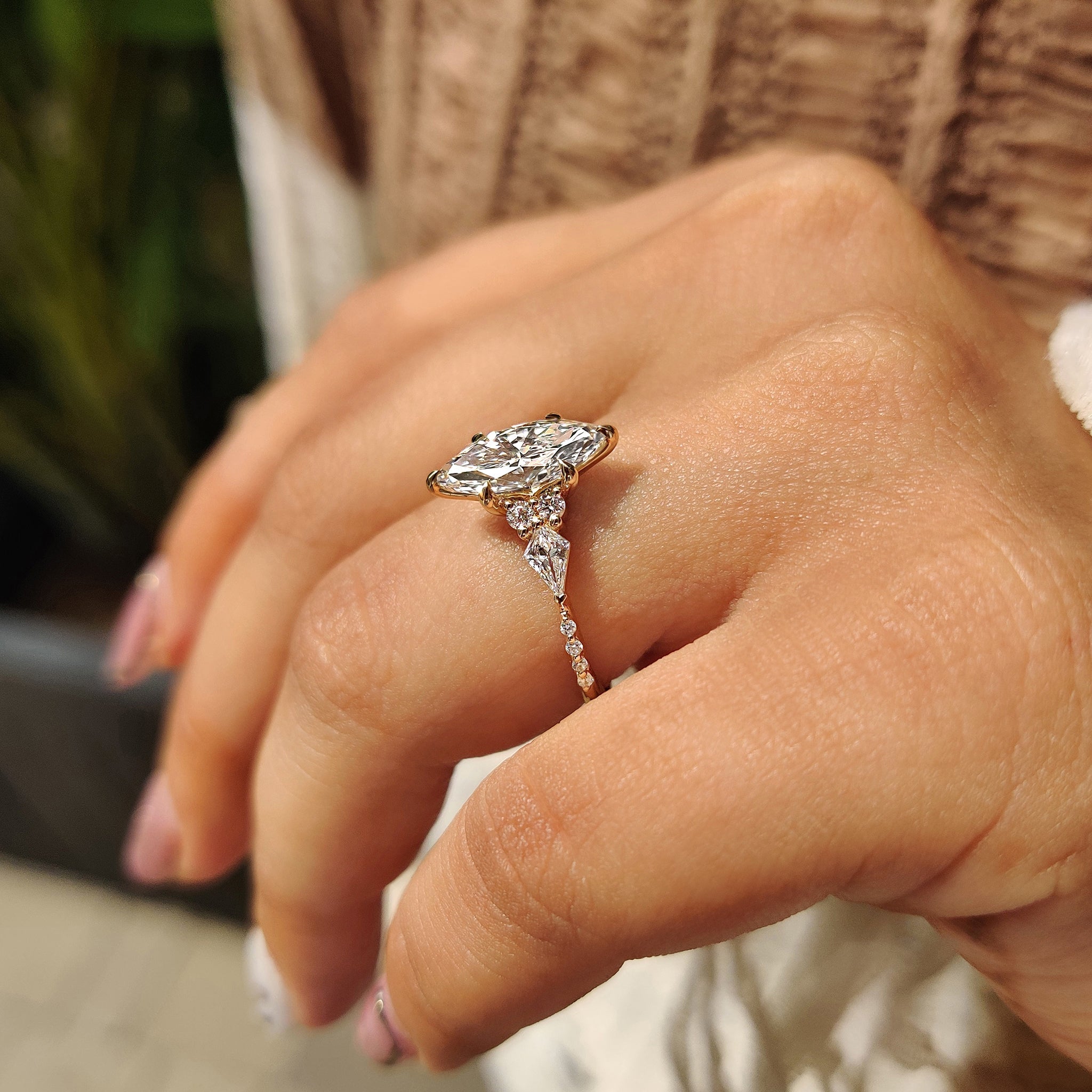 1.50 CT Marquise Cut Lab grown Diamond With Muse Setting Engagement Ring
