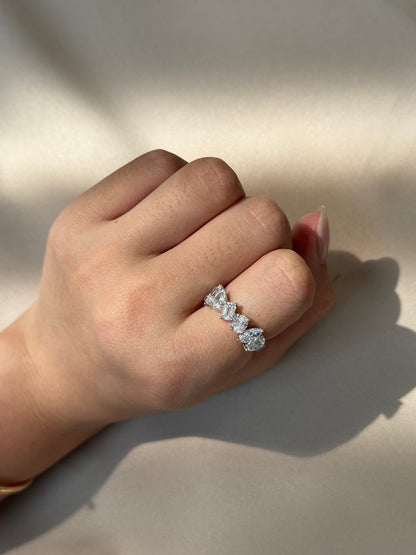 1.91 TCW Mix Fancy CVD Diamond Half Eternity Wedding Band