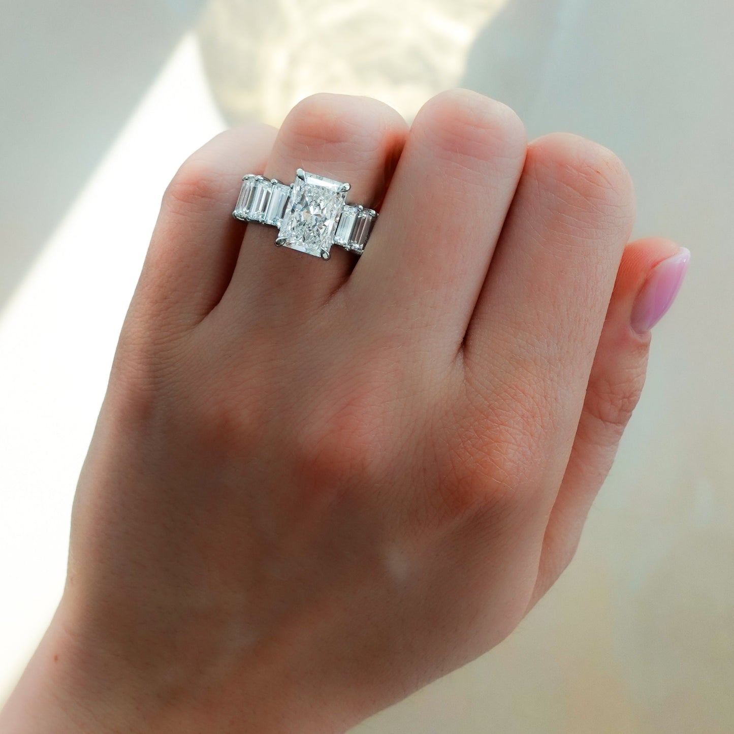 2 CT - 3 CT Radiant Cut Lab grown Diamond Pave Engagement Ring