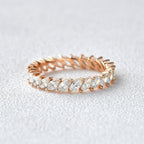 0.75 TCW Marquise Moissanite Full Eternity Wedding Band