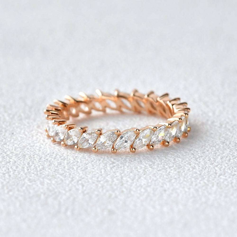 0.75 TCW Marquise Moissanite Full Eternity Wedding Band