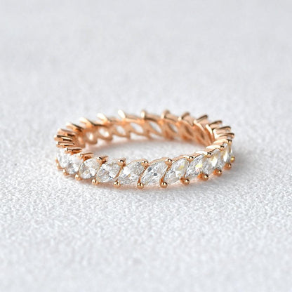 0.75 TCW Marquise Moissanite Full Eternity Wedding Band