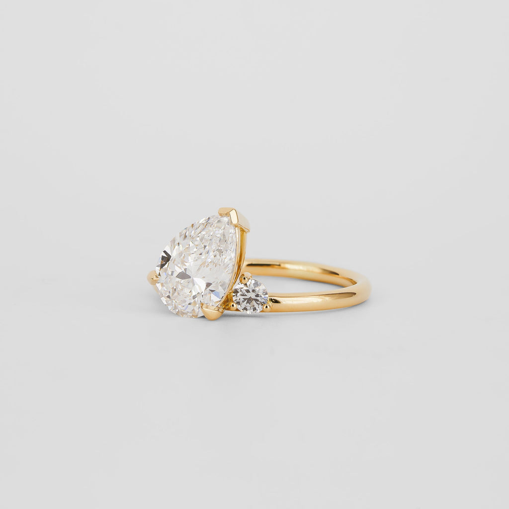 1.85 CT - 2.85 CT Pear Cut Lab grown Diamond Side Stones Engagement Ring