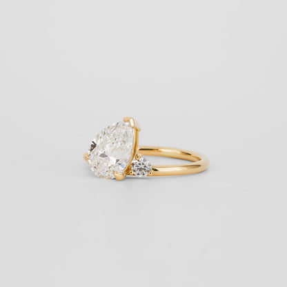 1.85 CT - 2.85 CT Pear Cut Lab grown Diamond Side Stones Engagement Ring