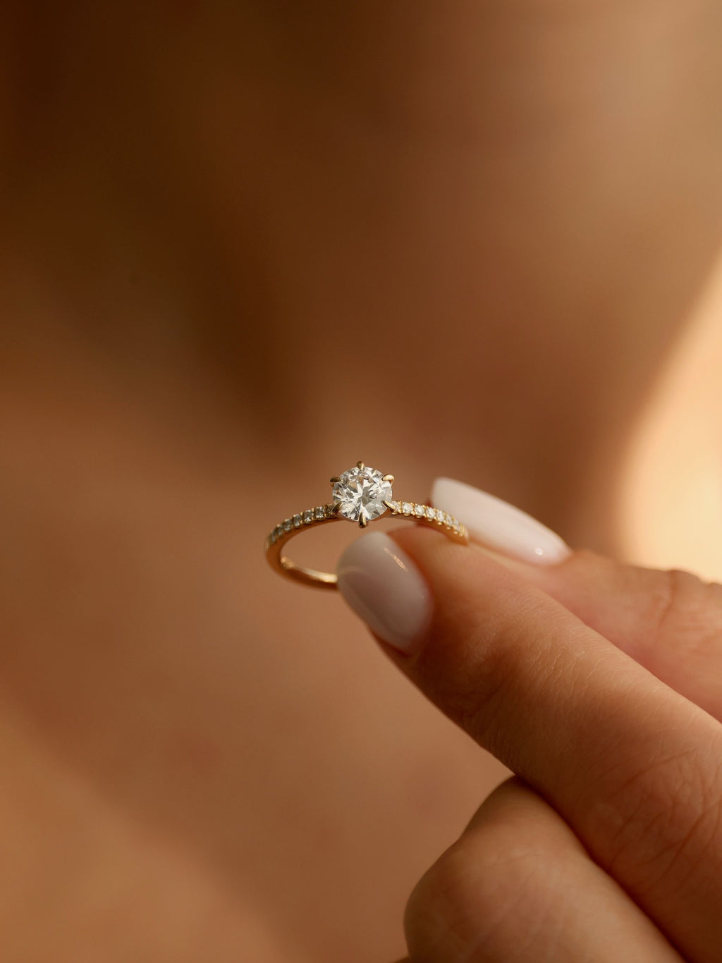 0.75 CT - 2.75 CT Round Cut Lab grown Diamond Pave Engagement Ring