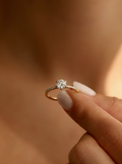 0.75 CT - 2.75 CT Round Cut Lab grown Diamond Pave Engagement Ring