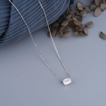 0.5 - 5.00 CT Emerald Cut Moissanite Diamond Solitaire Pendant Necklace