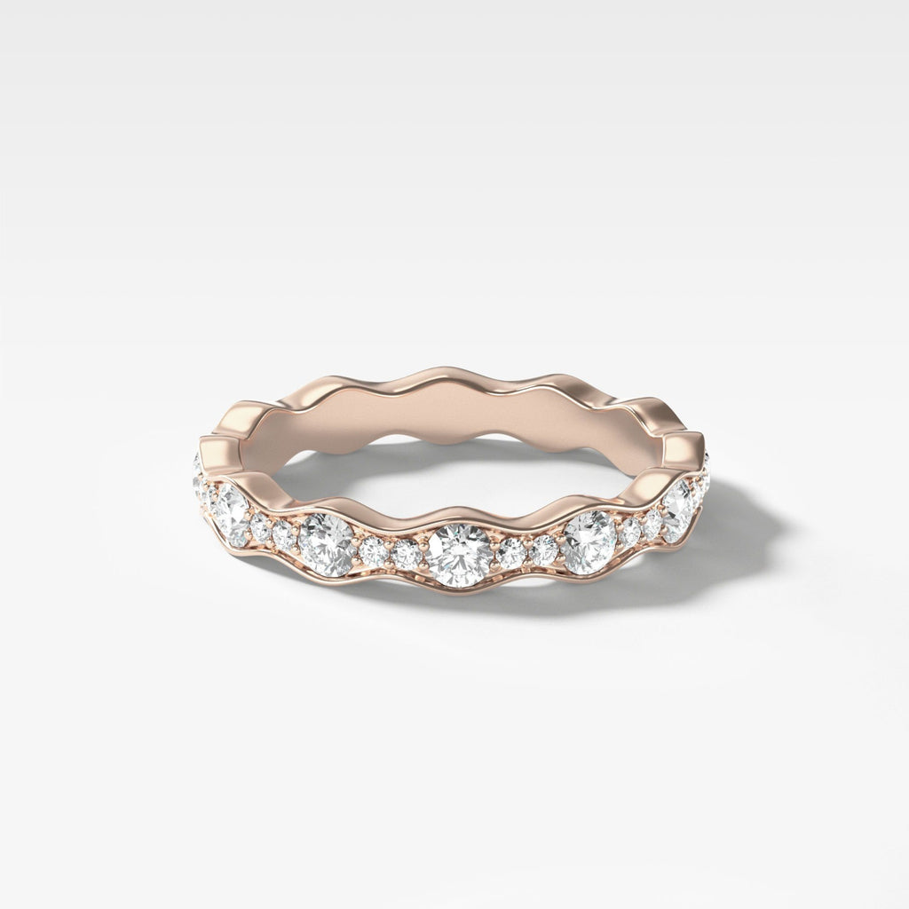 0.55 TCW Round CVD Diamond Pave Ripple Wedding Band