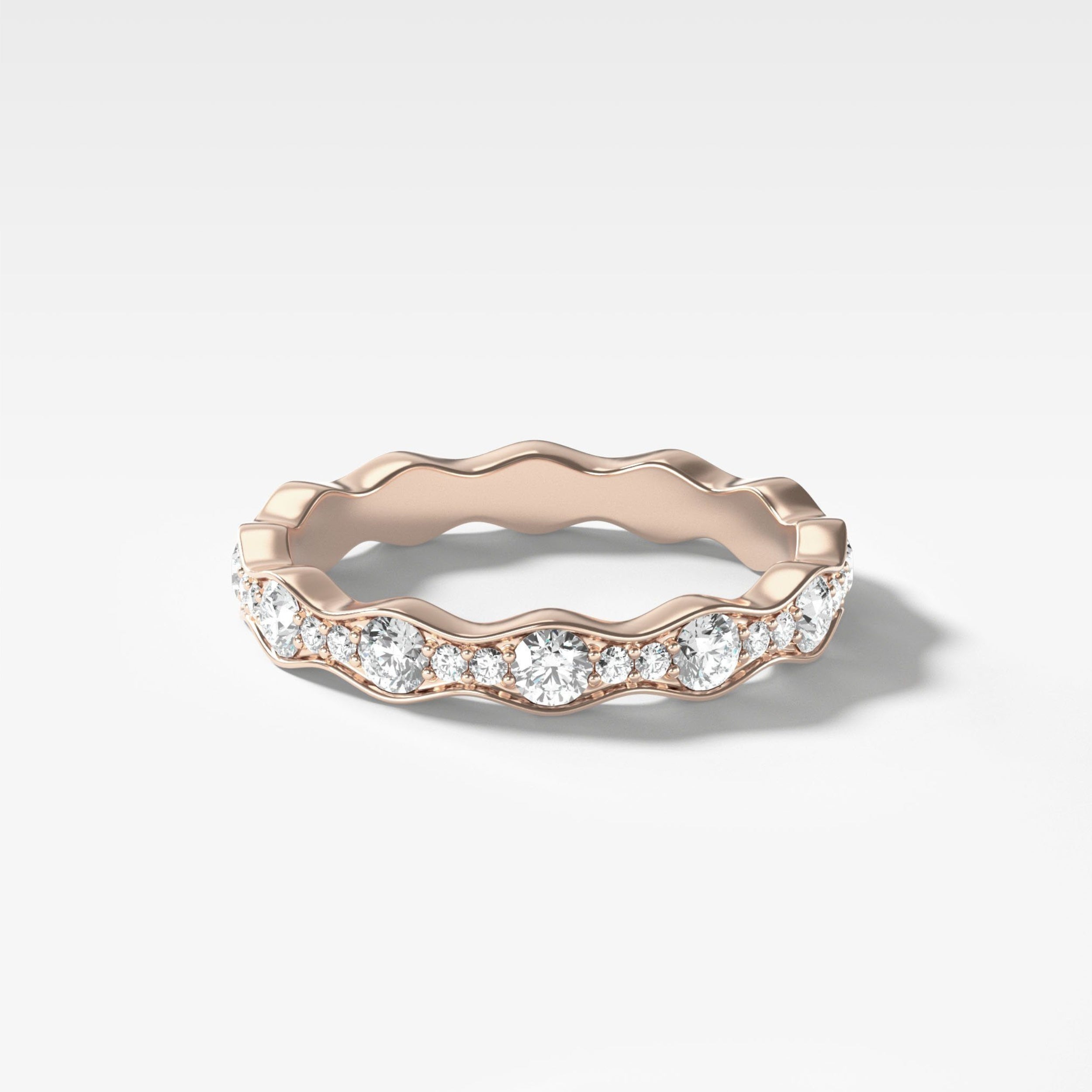 0.55 TCW Round CVD Diamond Pave Ripple Wedding Band