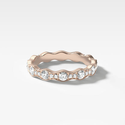 0.55 TCW Round CVD Diamond Pave Ripple Wedding Band