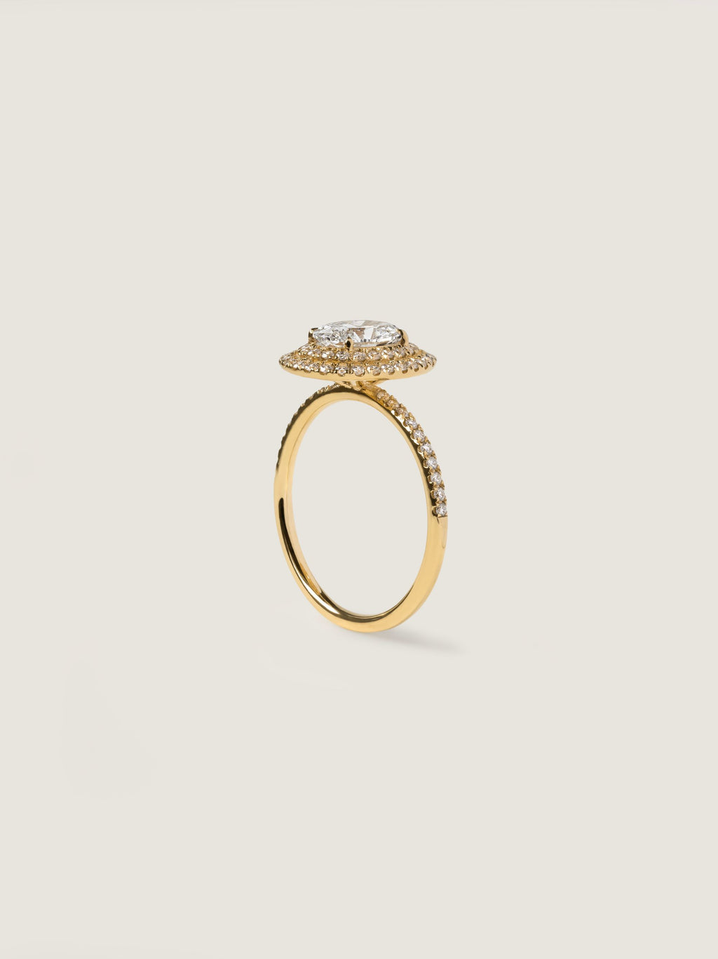 1 CT - 3 CT Oval Cut Lab grown Diamond Double Halo & Pave Engagement Ring