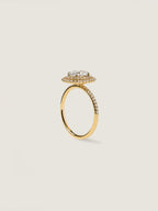 1 CT - 3 CT Oval Cut Lab grown Diamond Double Halo & Pave Engagement Ring
