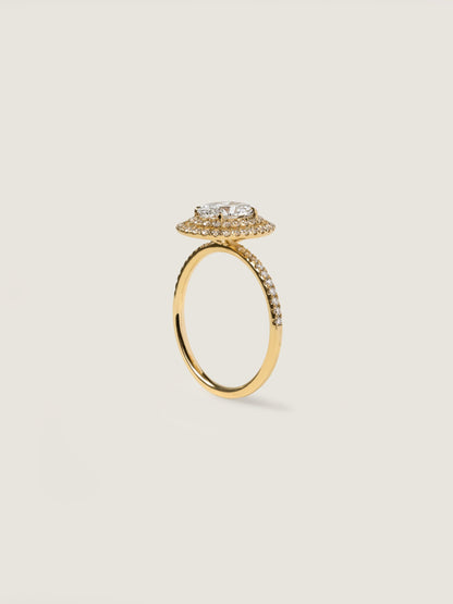 1 CT - 3 CT Oval Cut Lab grown Diamond Double Halo & Pave Engagement Ring