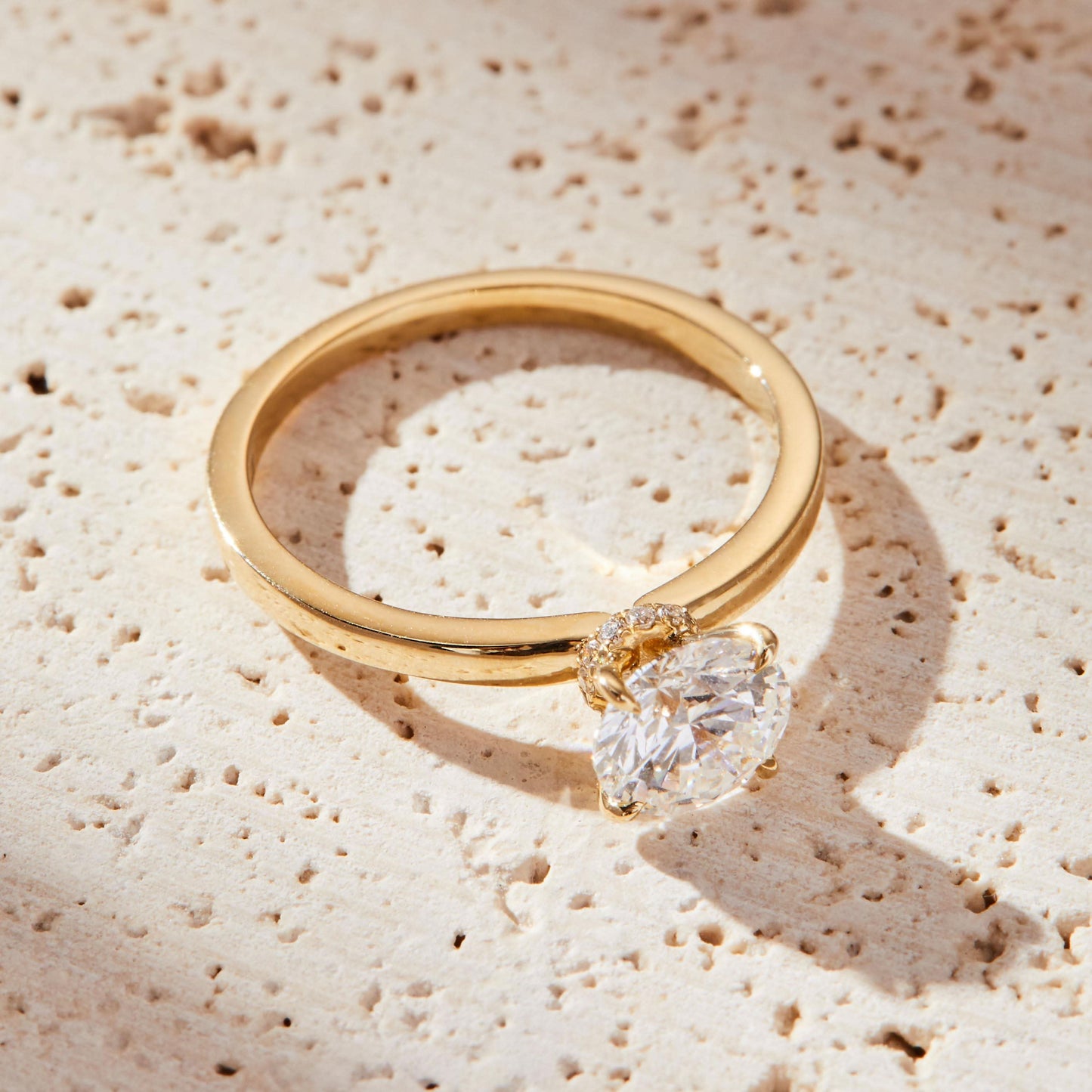 1 CT Round Cut Hidden Halo Moissanite Engagement Ring