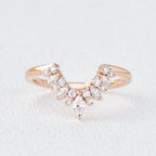 0.15 TCW Marquise & Round Moissanite Cluster Curved Wedding Band
