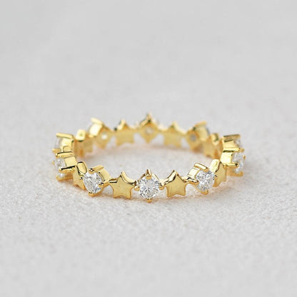 0.6 TCW Round Moissanite Star Inspired Cluster Wedding Band